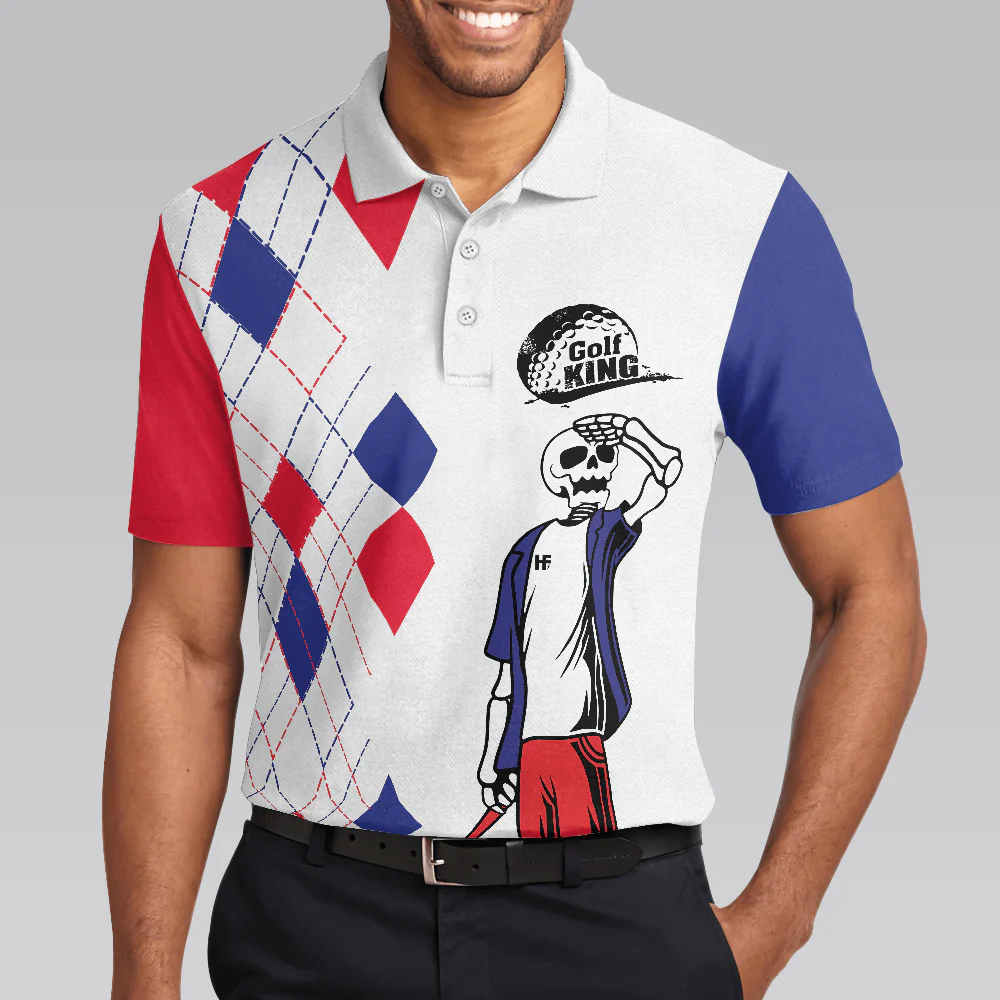 Men Golf Polo Shirt,The Older I Get The Harder It Is To Find My Balls Golf Polo Shirt, Skeleton Golf Shirt Design - Perfect Gift For Men - Image 4