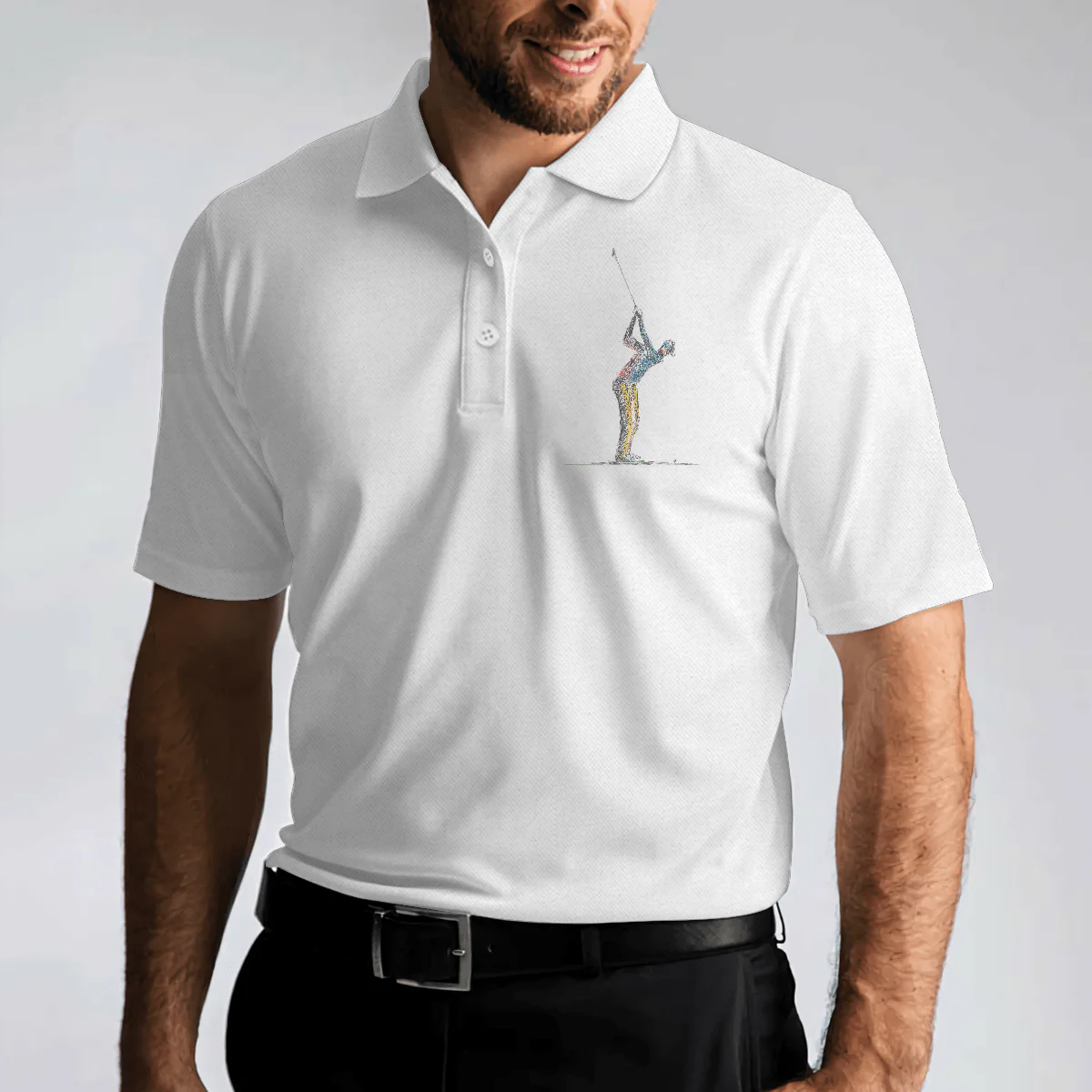 Men Golf Polo Shirt - Things My Dad Love Golfing And Bourbon Whiskey Golf Polo Shirt, White Drinking Golfer Polo Shirt For Men, Golfers - Image 4