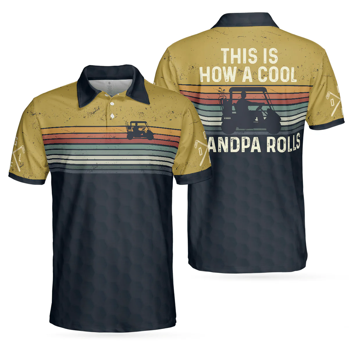 Men Golf Polo Shirt - This Is How A Cool Grandpa Rolls Golf Polo Shirt, Striped Shirt For Men, Cool Golf Gift For Men, Golfers