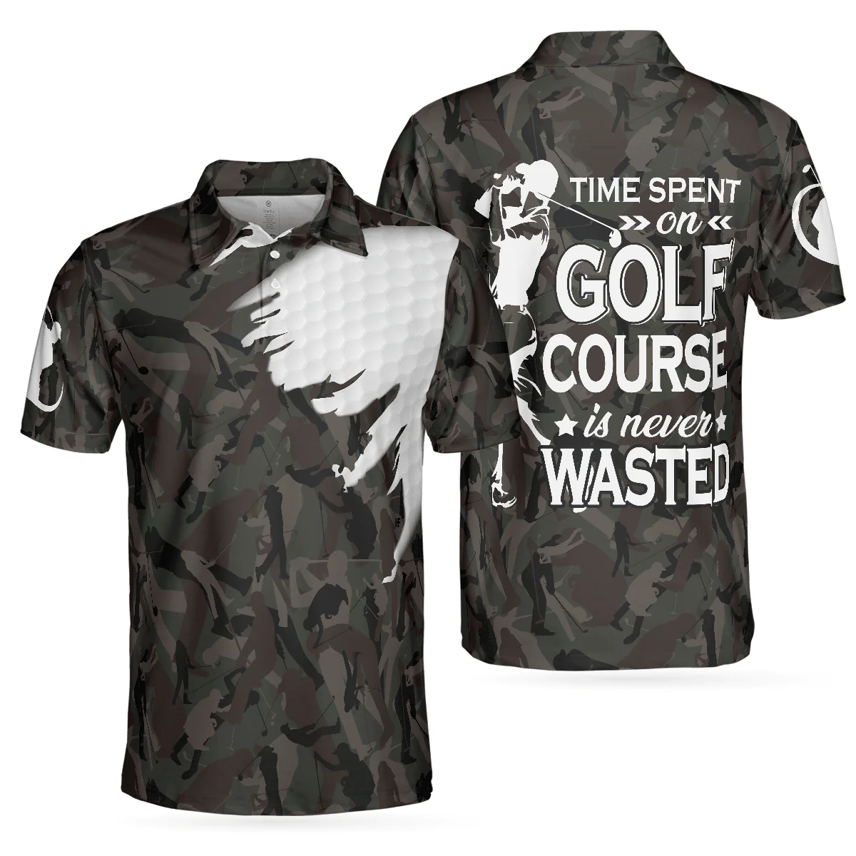 Men Golf Polo Shirt - Time Spent On Golf Course Polo Shirt, Camouflage Golf Shirt With Sayings, Best Golf Shirt - Perfect Gift For Women