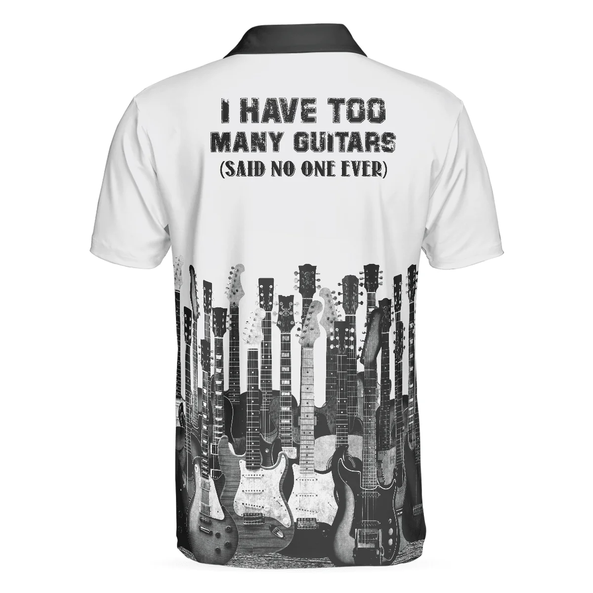 Men Guitar Polo Shirt - I Have Too Many Guitars White Polo Shirt, Guitarist Polo Shirt, Best Music Shirt For Men - Image 2