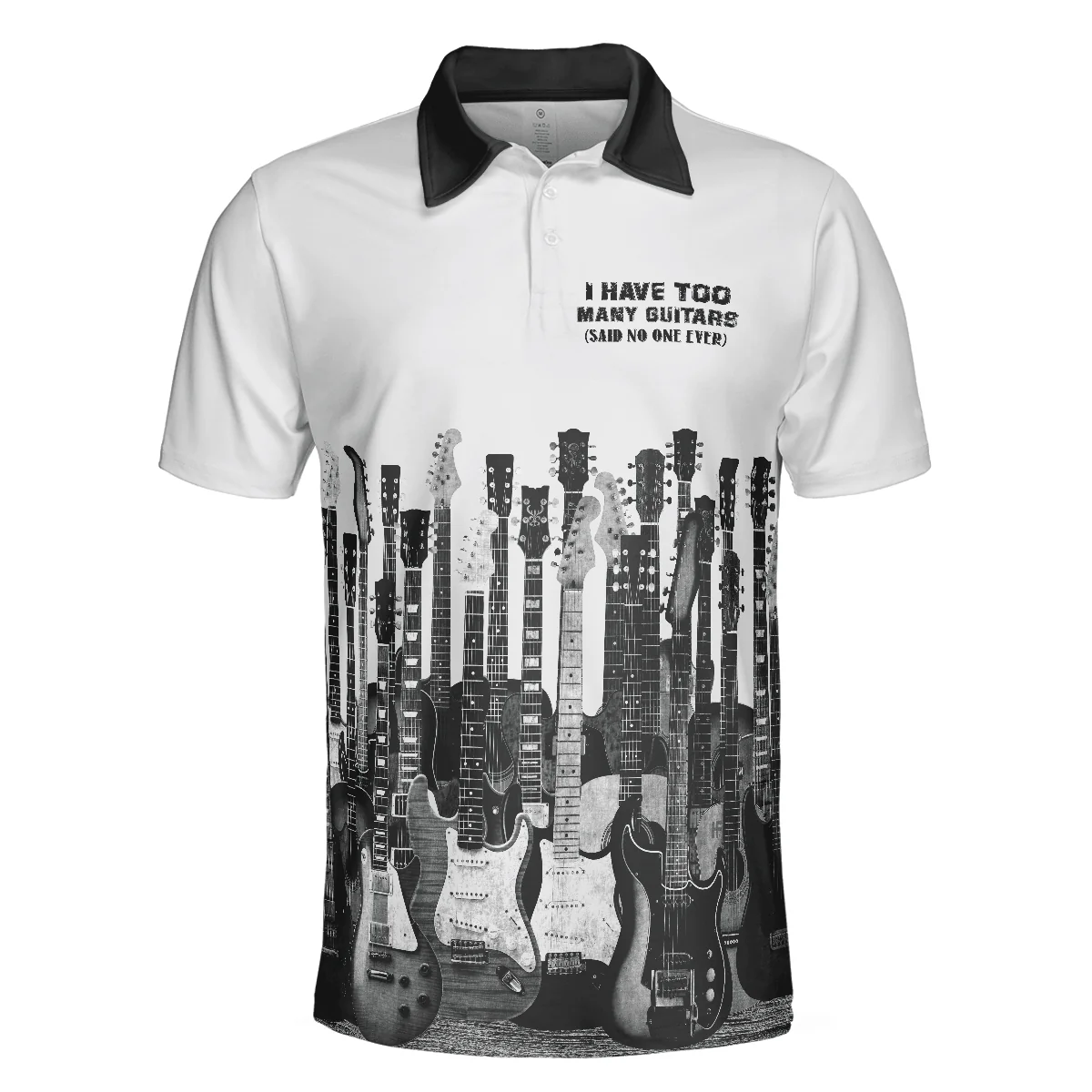Men Guitar Polo Shirt - I Have Too Many Guitars White Polo Shirt, Guitarist Polo Shirt, Best Music Shirt For Men - Image 3