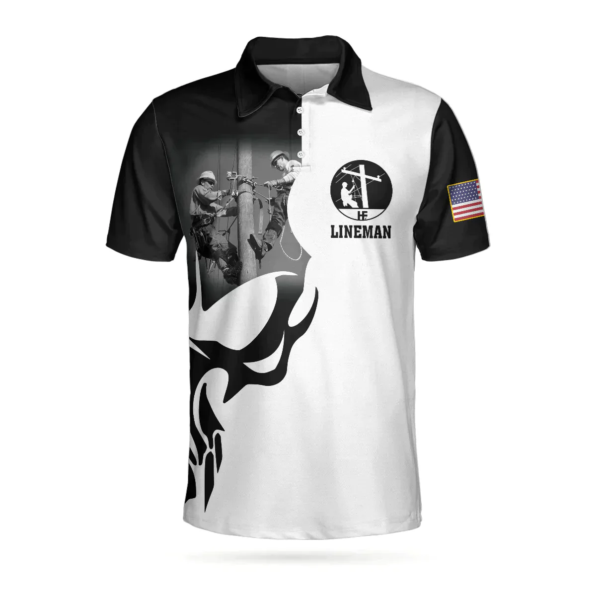 Men Lineman Polo Shirt - Lineman Proud Skull Polo Shirt, If You Think You Can Do My Job Polo Shirt, Best Lineman Shirt For Men - Image 4