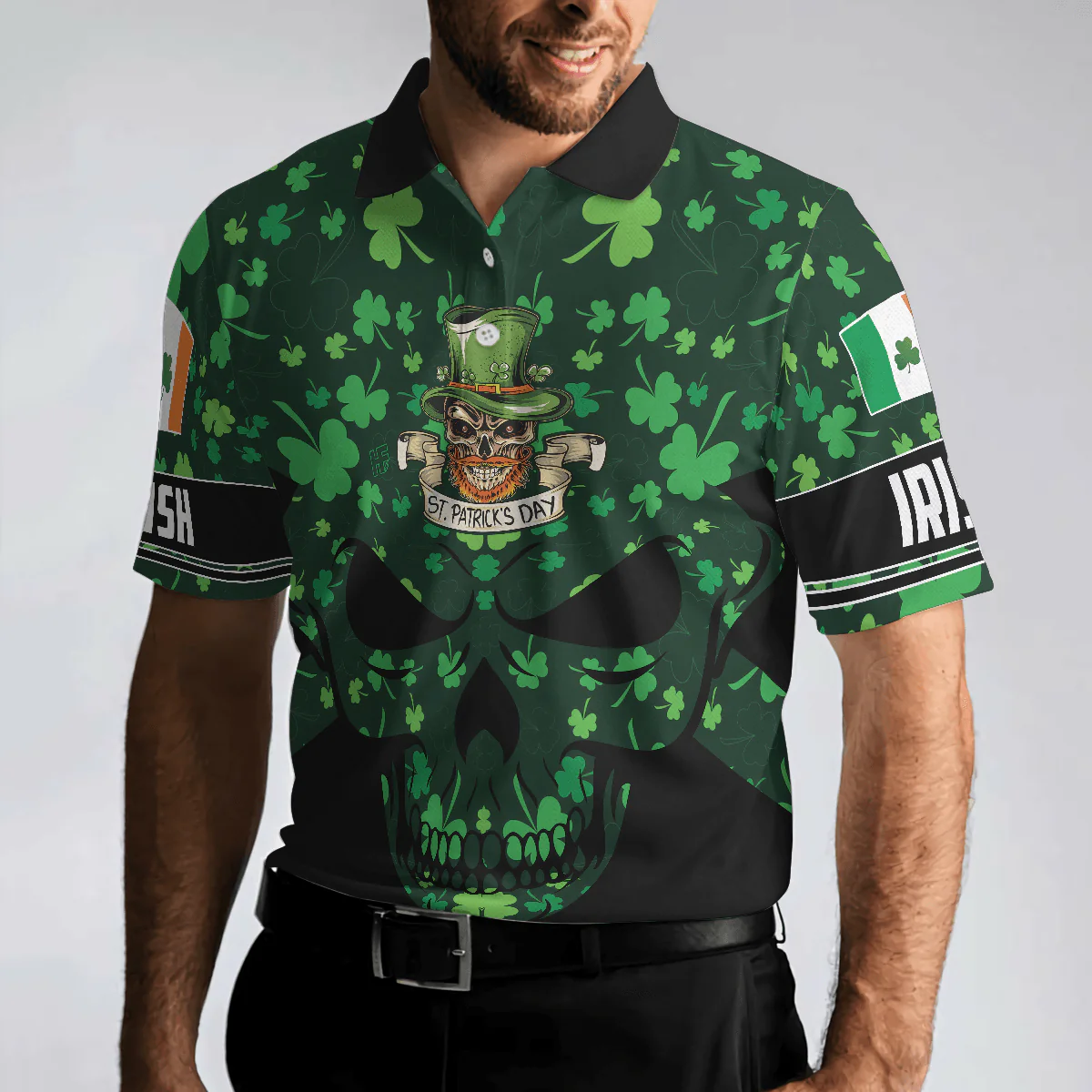 Men Patrick Day Polo Shirt - St Patrick’s Day Skull Polo Shirt, Cool Skull St Patrick's Day Polo Shirt, St Patrick Shirt For Men- Perfect Gift For Men - Image 5