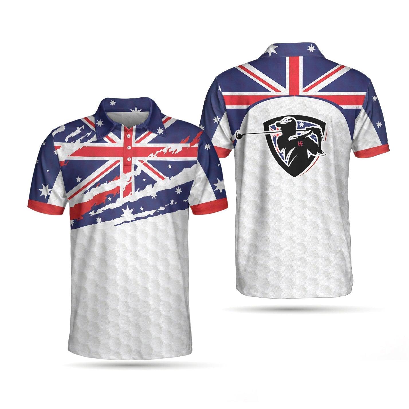 Men Polo Shirt - Australian Flag Golf Texture Men Polo Shirt - Ripped Polo Shirt, Best Golf Shirt Men Polo Shirt - Perfect Gift For Men, Golfers
