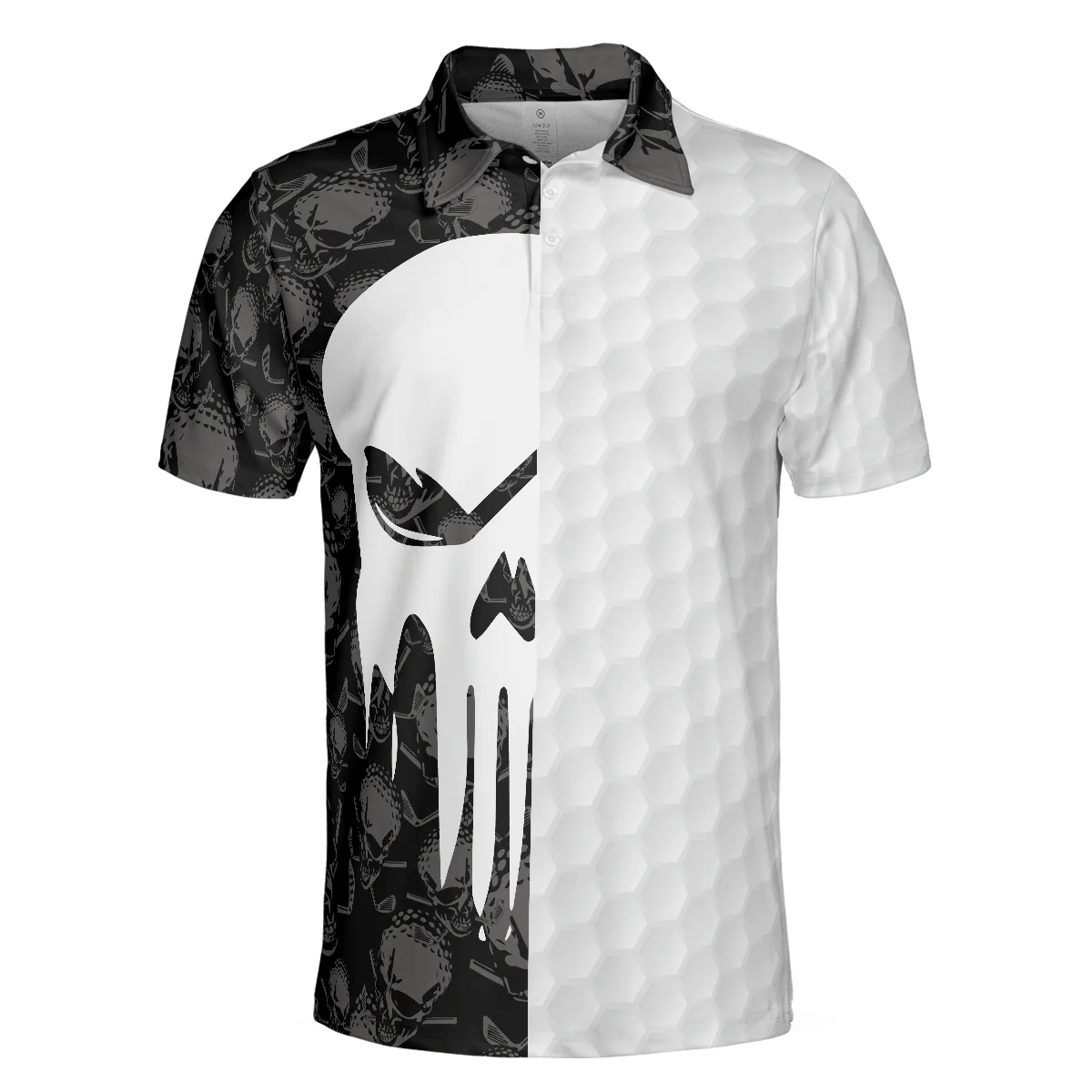 Men Polo Shirt - Bad Day Of Golf Polo Shirt, Black And White Skull Flag Polo Shirt - Perfect Gift For Men, Golfers - Image 3