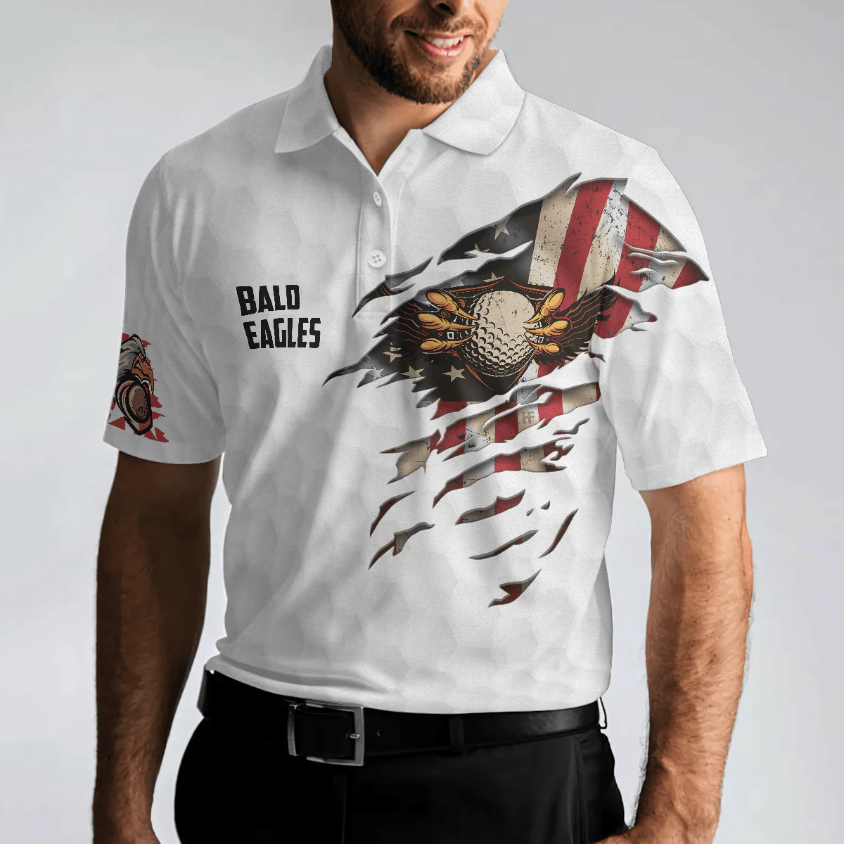 Men Polo Shirt - Bald Eagles Polo Shirt - Gift For Men - American Flag Shirt For Men - Image 3