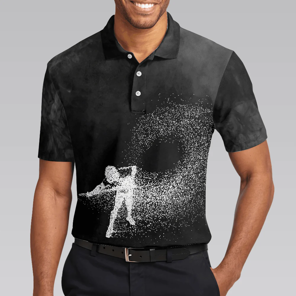 Men Polo Shirt - Billiards On Smoke Background Polo Shirt, Smoke Billiards Player Polo Shirt - Best Billiards Shirt For Men - Image 4