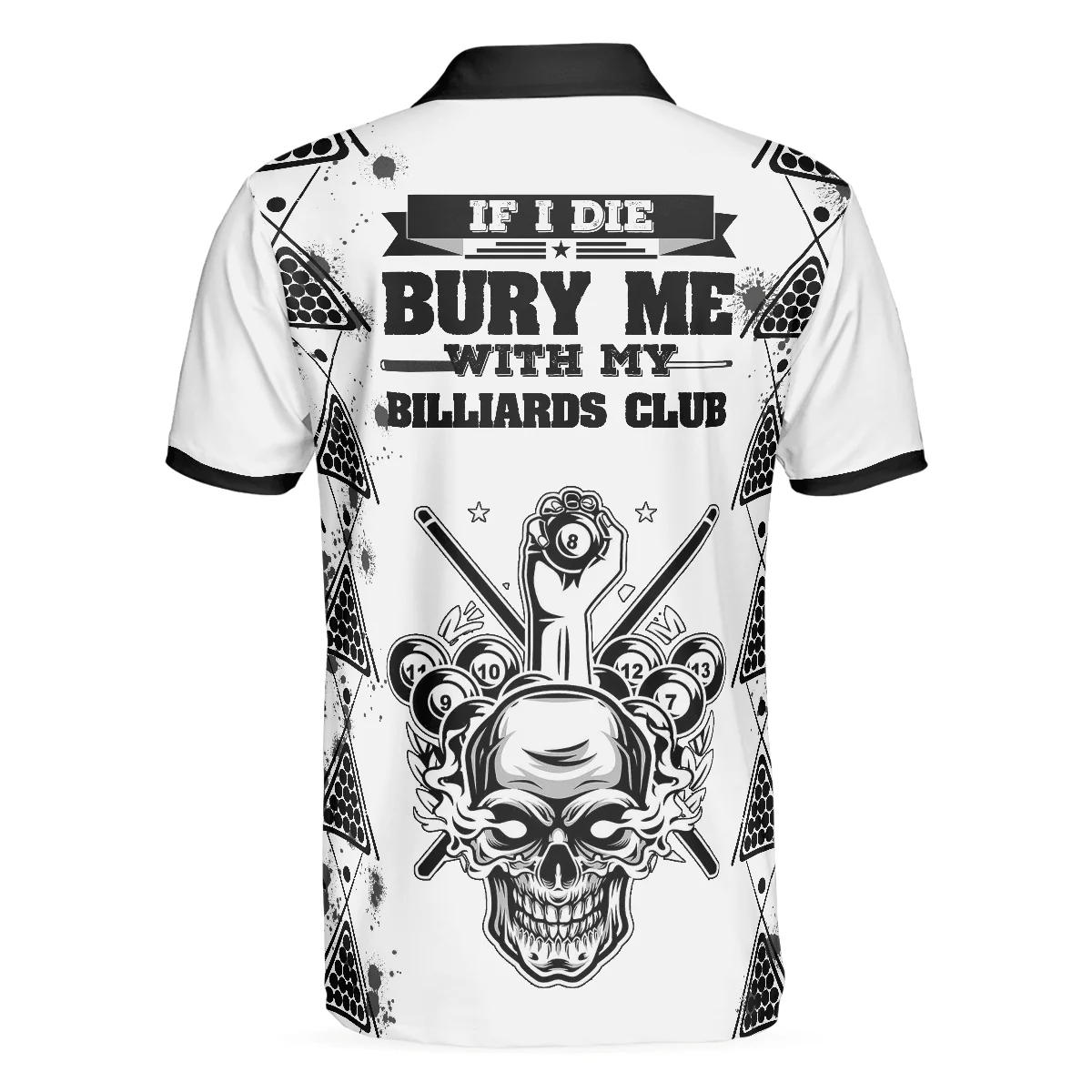 Men Polo Shirt - Billiards To Death Burry Me With Billiards Club Polo Shirt, Cool Skull Polo Shirt Design For Billiards Lovers - Image 2