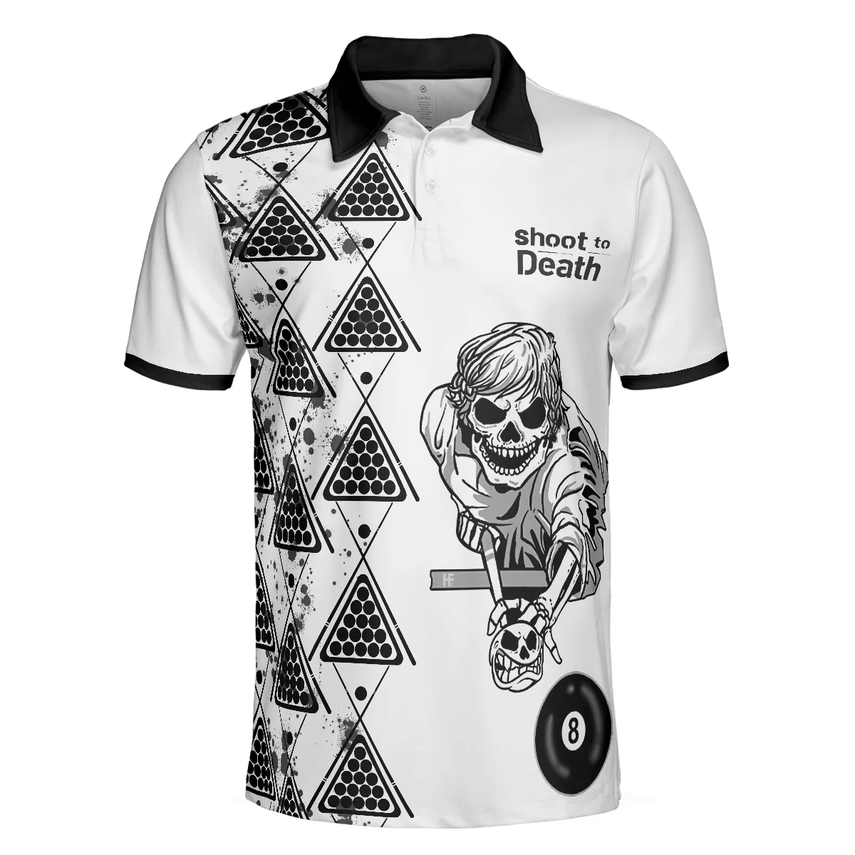 Men Polo Shirt - Billiards To Death Burry Me With Billiards Club Polo Shirt, Cool Skull Polo Shirt Design For Billiards Lovers - Image 3