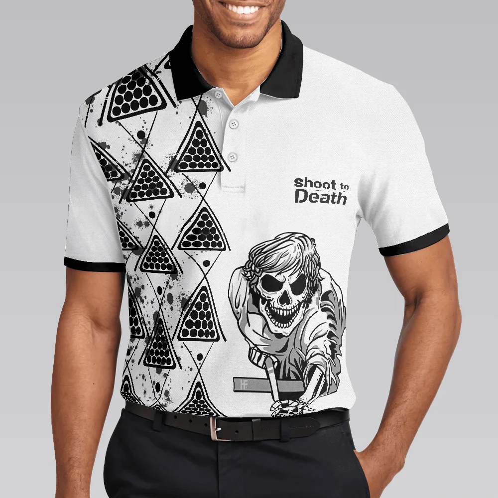Men Polo Shirt - Billiards To Death Burry Me With Billiards Club Polo Shirt, Cool Skull Polo Shirt Design For Billiards Lovers - Image 5