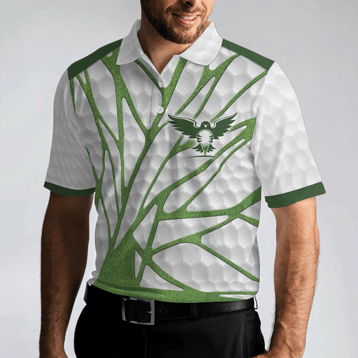 Men Polo Shirt - Birdie Chaser Golfer Golf Polo Shirt, White and Green Birdie Golfing Shirt For Men, Best Golf Gift for Golfers - Image 4