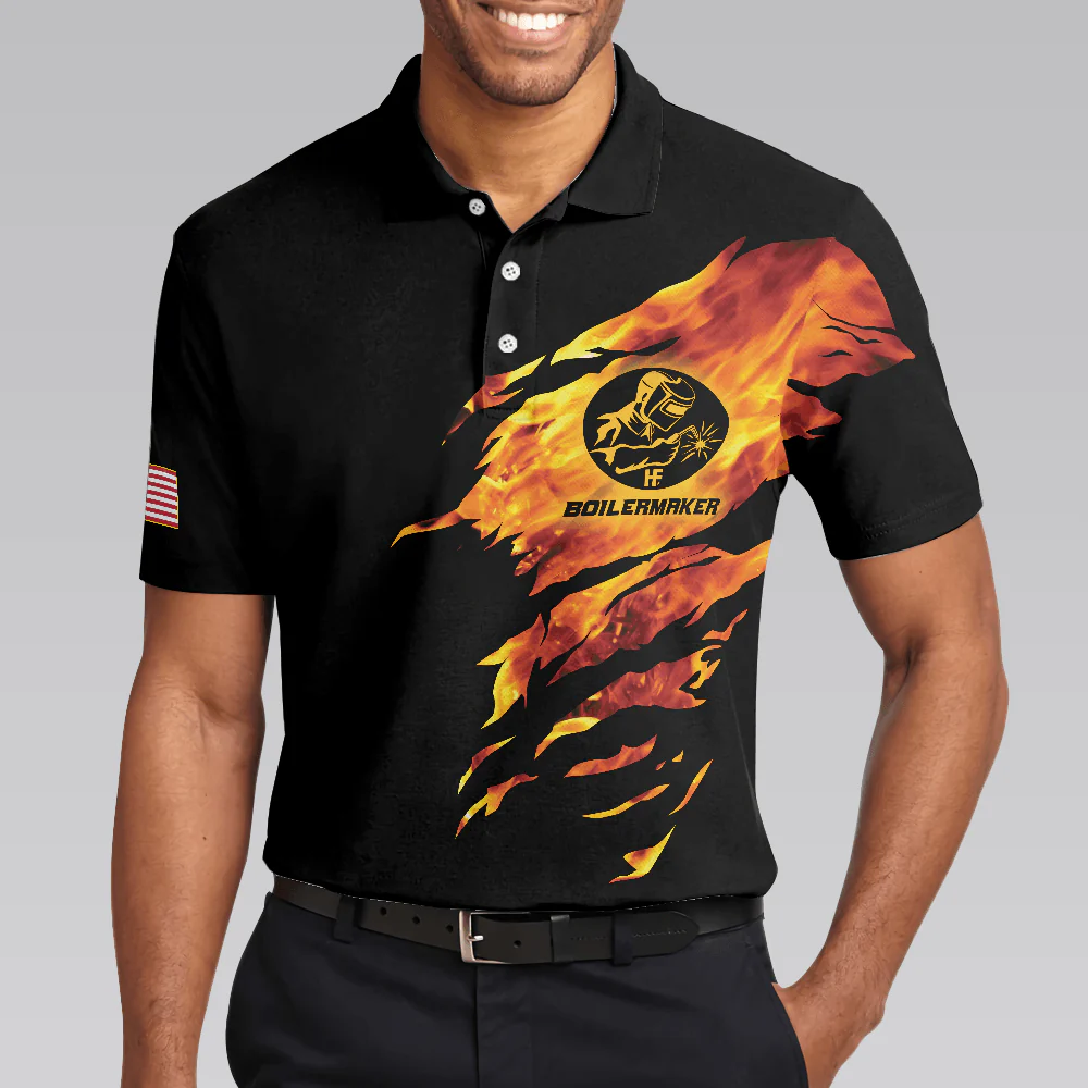 Men Polo Shirt - Boilermaker My Craft Allows Me To Build Anything Polo Shirt, Skull Polo Shirt, Boilermaker Shirt For Men - Image 4
