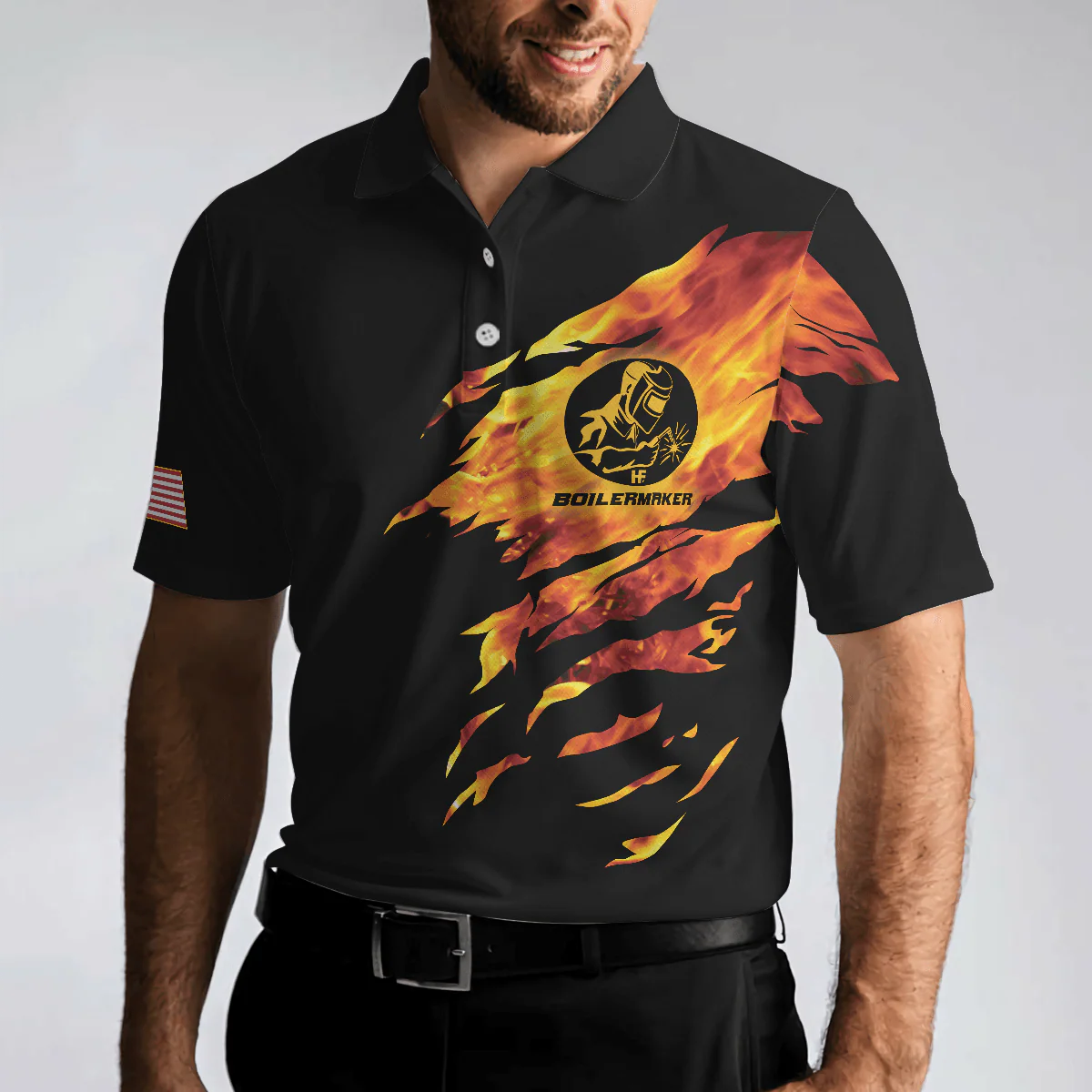 Men Polo Shirt - Boilermaker My Craft Allows Me To Build Anything Polo Shirt, Skull Polo Shirt, Boilermaker Shirt For Men - Image 5