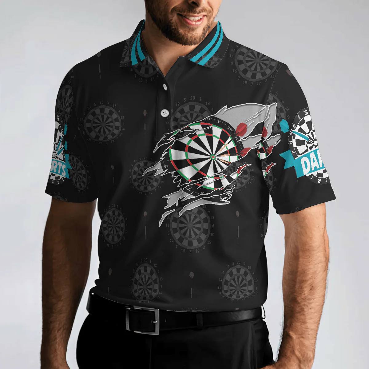 Men Polo Shirt - Born To Play Darts Shirt For Men Polo Shirt, Black Darts Shirt, Top Gift Idea For Male Darts Players - Best Polo Shirt For Men - Image 4