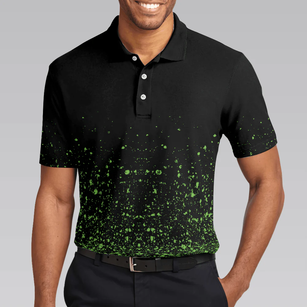 Men Polo Shirt - Green Speckles Polo Shirt All Over Print Men Polo Shirt, Unique Golf Shirt For Men - Image 4