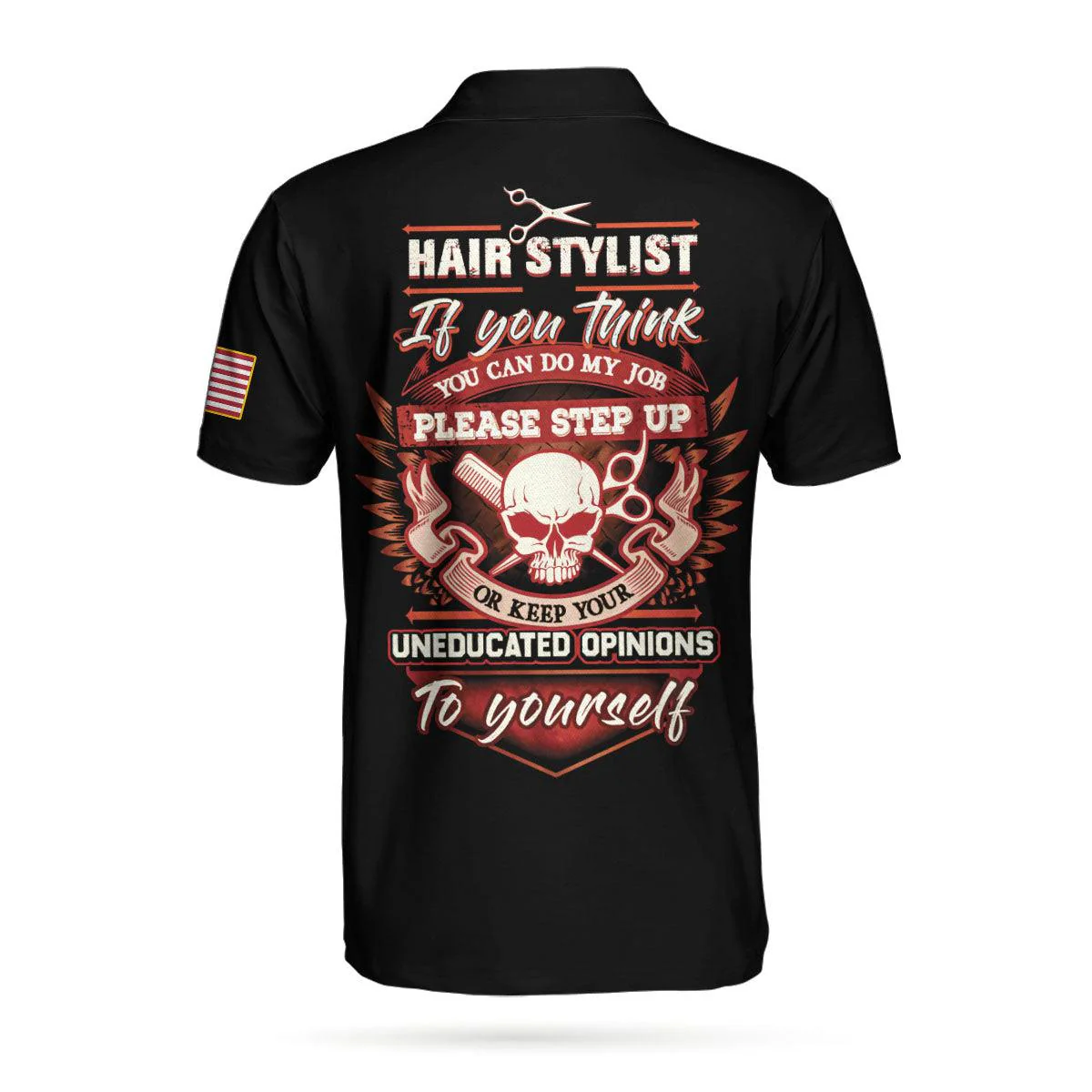 Men Polo Shirt - Hair Stylist Proud Skull Men Polo Shirt, If You Think You Can Do My Job Skull Polo Shirt, Hair Stylist Shirt For Men - Image 2