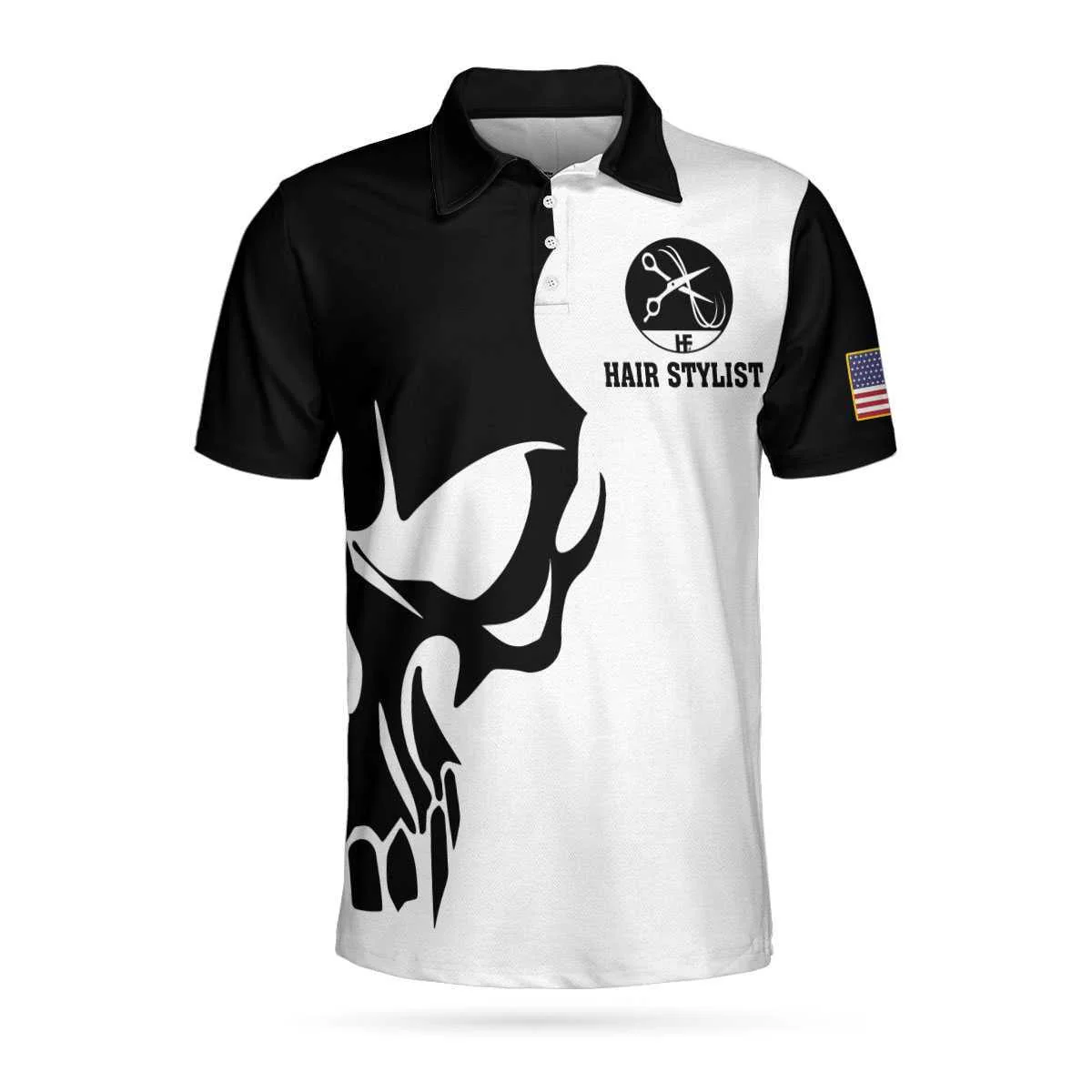 Men Polo Shirt - Hair Stylist Proud Skull Men Polo Shirt, If You Think You Can Do My Job Skull Polo Shirt, Hair Stylist Shirt For Men - Image 3