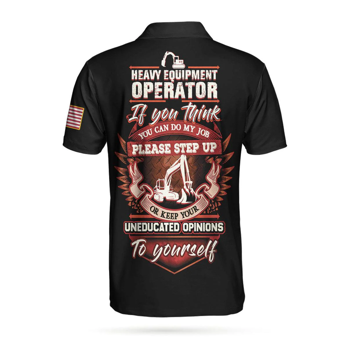 Men Polo Shirt - Heavy Equipment Operator Proud Skull US Flag, If You Think You Can Do My Job Skull Heavy Equipment Operator Shirt, Best Gift For Men - Image 3