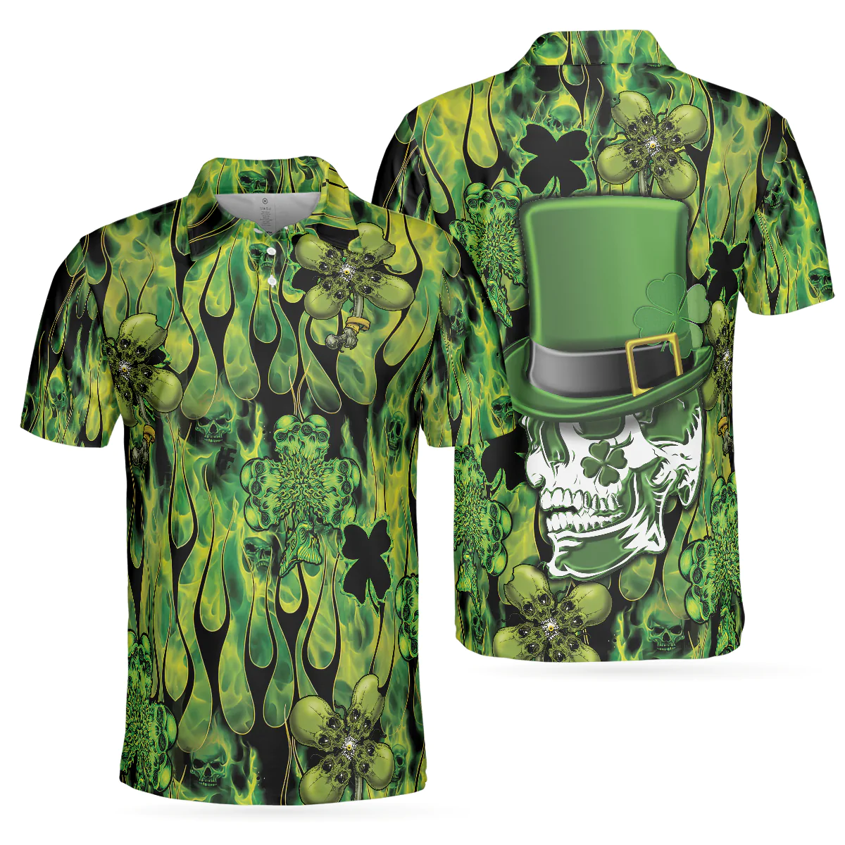 Men Polo Shirt - Irish Skull Saint Patricks Men Polo Shirt, Green Skull St Patrick Day Polo Shirt, Best Gift Idea For Irish Friends