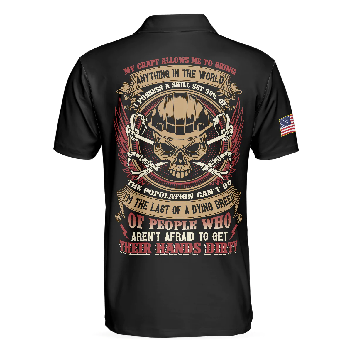 Men Polo Shirt - Lineman My Craft Allows Me To Bring Anything Polo Shirt, Skull American Flag Lineman Shirt For Men - Image 2