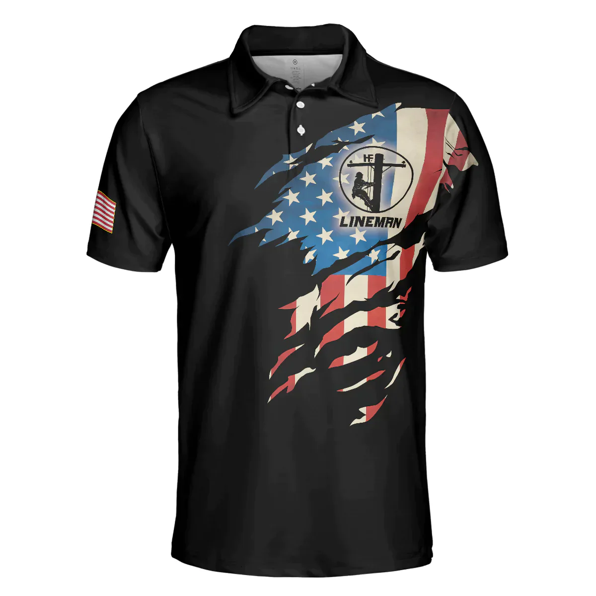 Men Polo Shirt - Lineman My Craft Allows Me To Bring Anything Polo Shirt, Skull American Flag Lineman Shirt For Men - Image 3