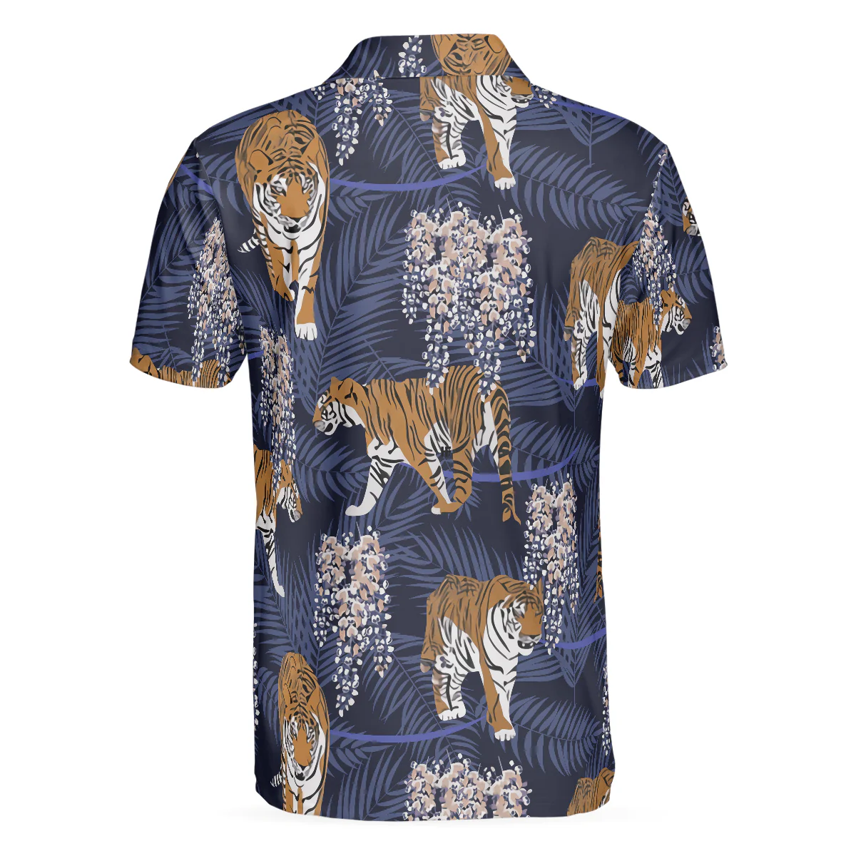 Men Polo Shirt - Tiger With Palm Leaves Tropical Tiger Polo Shirt, Tiger Shirt For Men, Gift For Tiger Lover - Perfect Gift For Men - Image 2