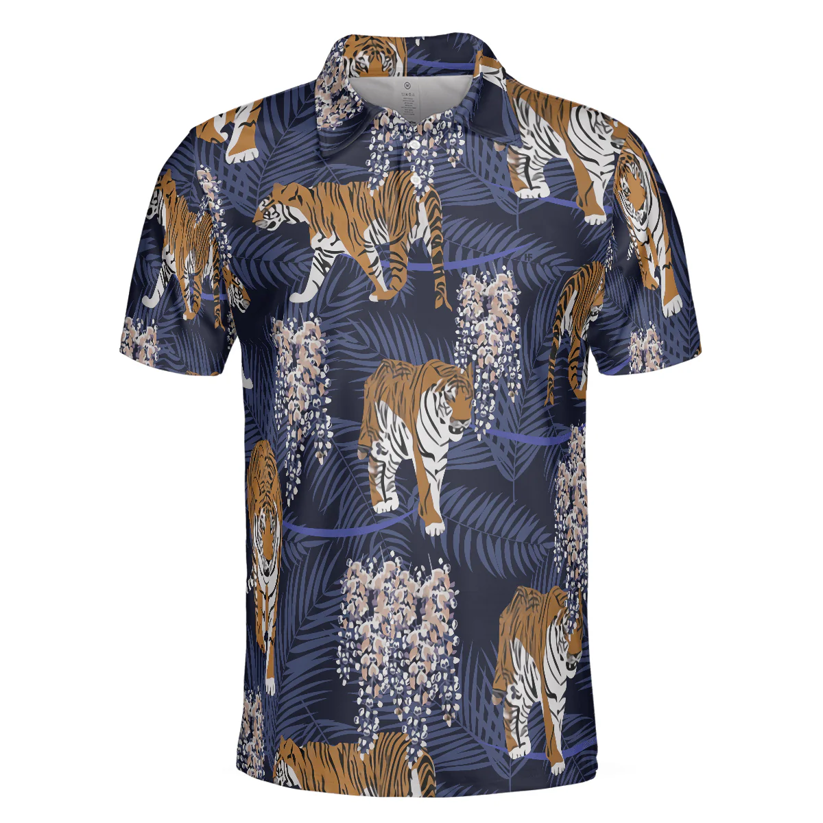 Men Polo Shirt - Tiger With Palm Leaves Tropical Tiger Polo Shirt, Tiger Shirt For Men, Gift For Tiger Lover - Perfect Gift For Men - Image 3