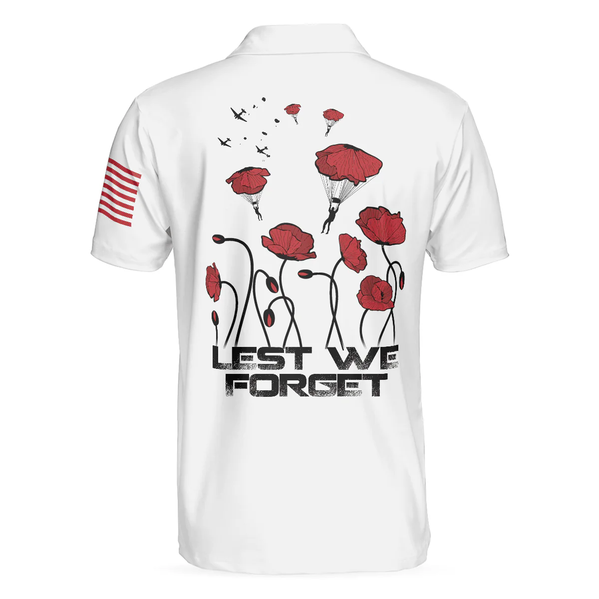 Men Polo Shirt - US Veteran Lest We Forget Polo Shirt, Military American Flag Golf Shirt - Perfect Gift For Men - Image 2