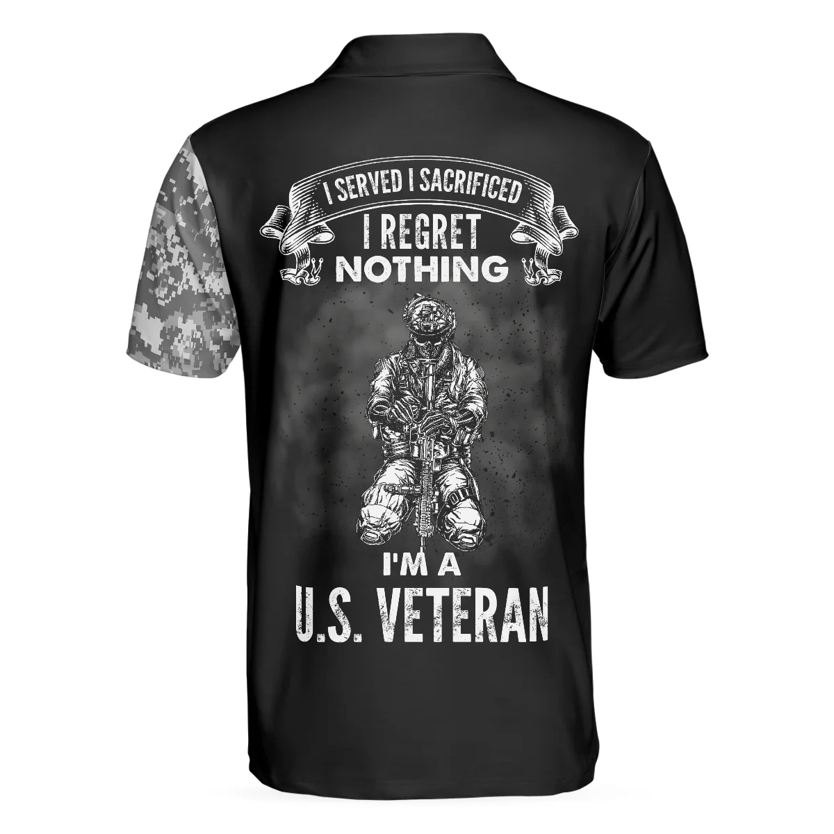 Men Polo Shirt - US Veteran Men Polo Shirt, I Am An US Veteran, Skull Camo Shirt For Retired Veterans, Best Veteran Day Polo Shirt For Men - Image 3