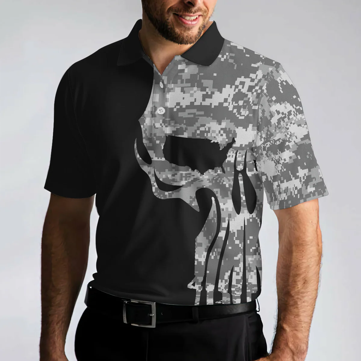 Men Polo Shirt - US Veteran Men Polo Shirt, I Am An US Veteran, Skull Camo Shirt For Retired Veterans, Best Veteran Day Polo Shirt For Men - Image 4