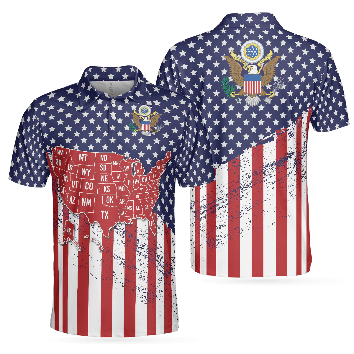 Men Polo Shirt - USA Map And Flag Polo Shirt For Golf, American Flag Polo Shirt - Perfect Gift For Men