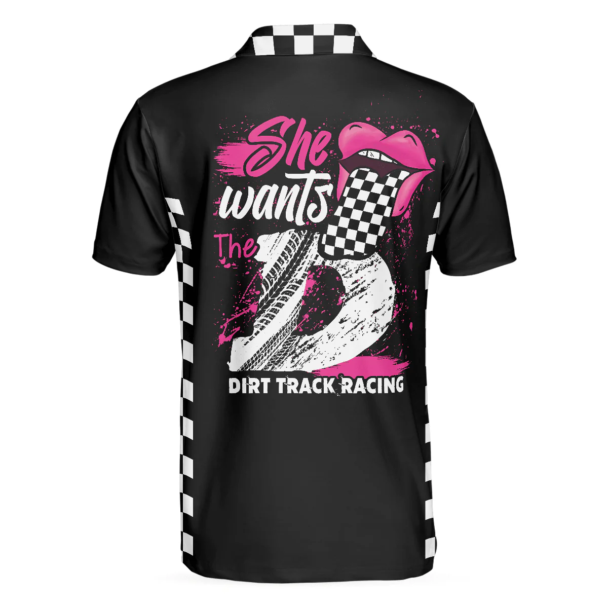 Men Racing Polo Shirt - She Wants The D Dirt Track Racing Polo Shirt, Lips Girl Men Polo Shirt - Perfect Gift For Men - Image 2