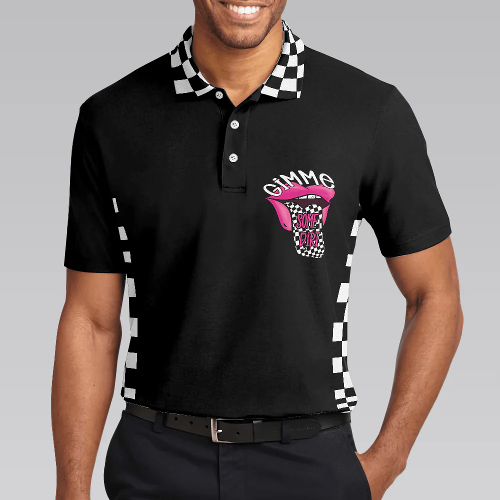 Men Racing Polo Shirt - She Wants The D Dirt Track Racing Polo Shirt, Lips Girl Men Polo Shirt - Perfect Gift For Men - Image 4