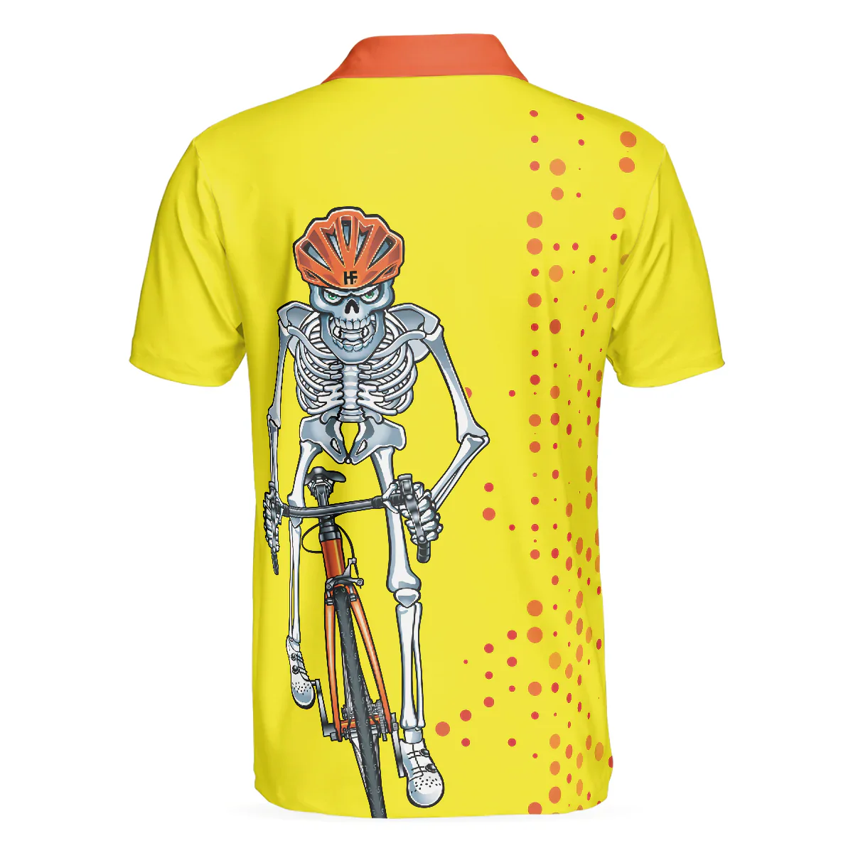 Men Ride Polo Shirt - Just Enjoy The Ride Men Polo Shirt, Yellow Skeleton Cyclist Polo Shirt, Best Cycling Shirt For Men - Image 2