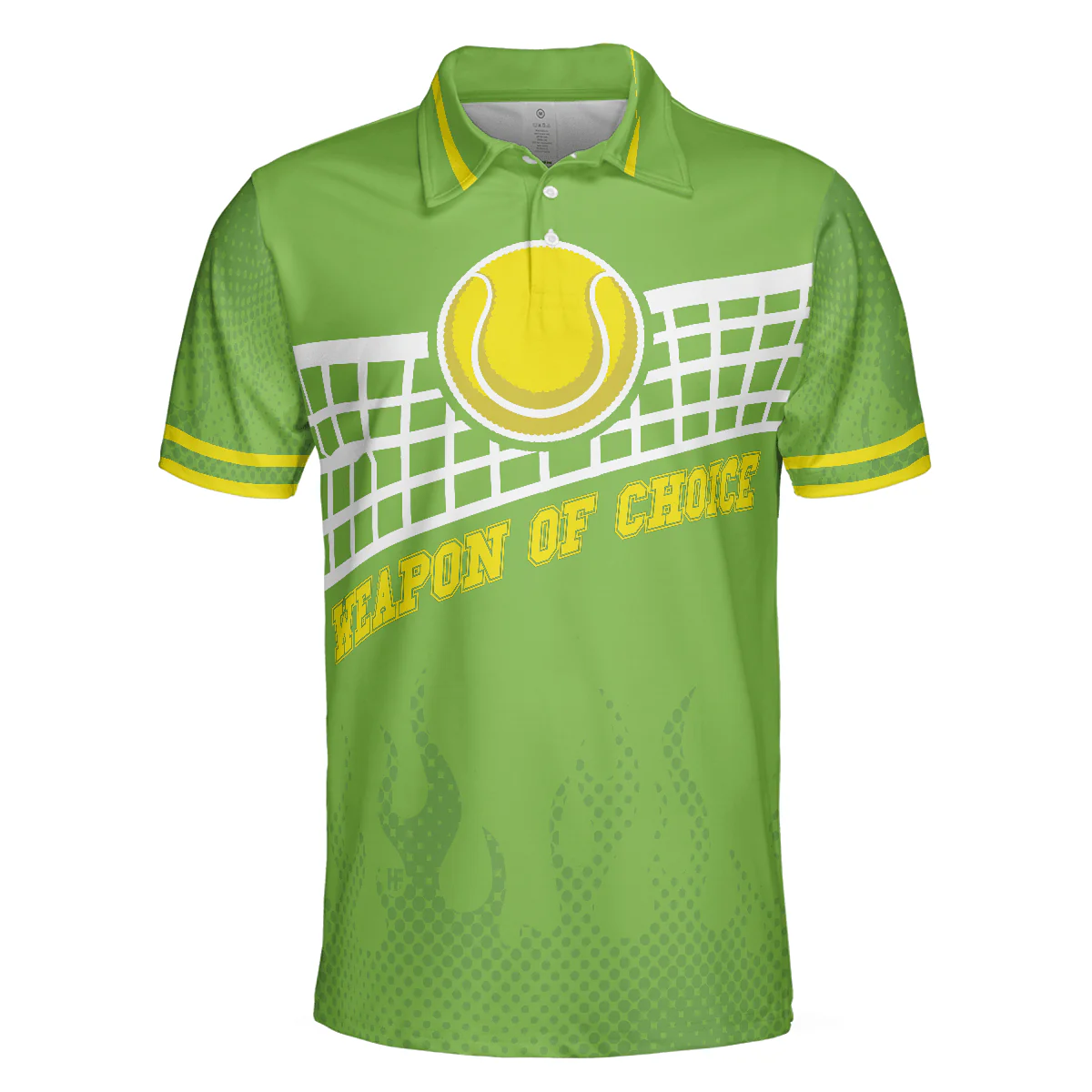 Men Tennis Polo Shirt - Weapon Of Choice Polo Shirt, Green Tennis Ball On The Net Polo Shirt, Best Tennis Shirt For Men - Perfect Gift For Men - Image 3
