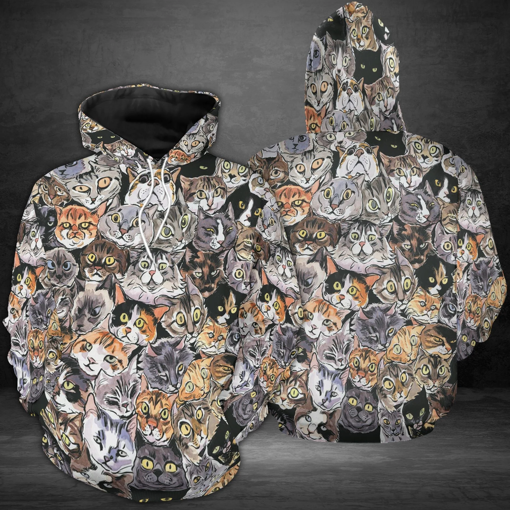 Meow Meow Cats Pullover Premium Hoodie, Perfect Outfit For Men And Women On Christmas New Year Autumn Winter - Image 2