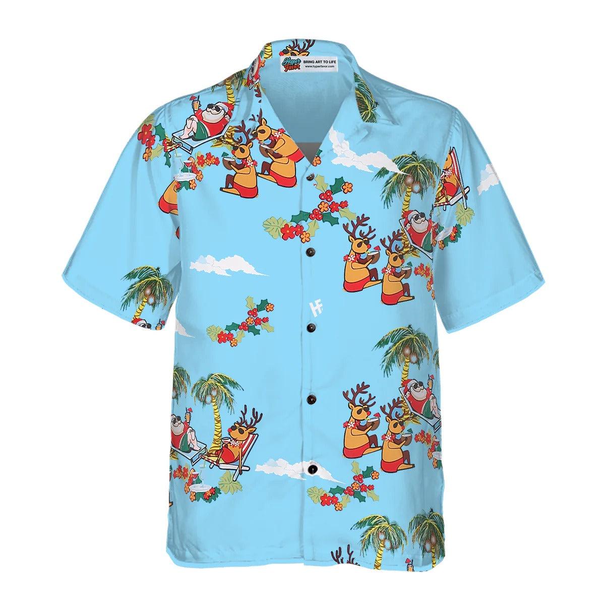 Merry Christmas Hawaiian Shirt, Santa Claus And Reindeer Hawaiian Shirt - Perfect Gift For Lover, Friend, Family - Image 2