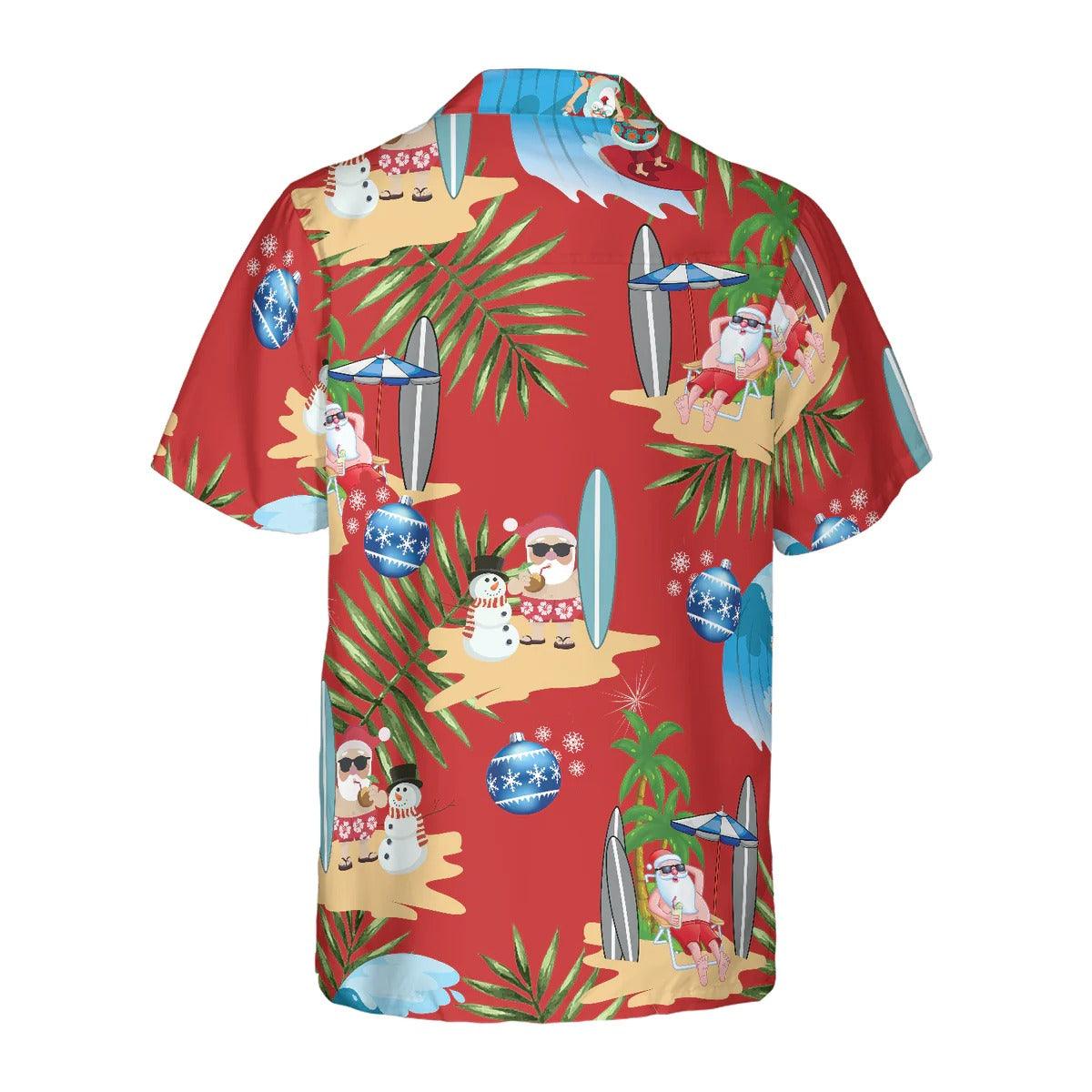 Merry Christmas Hawaiian Shirt, Santa Claus Surfing And Snowman Hawaiian Shirt - Perfect Gift For Lover, Friend, Family - Image 3