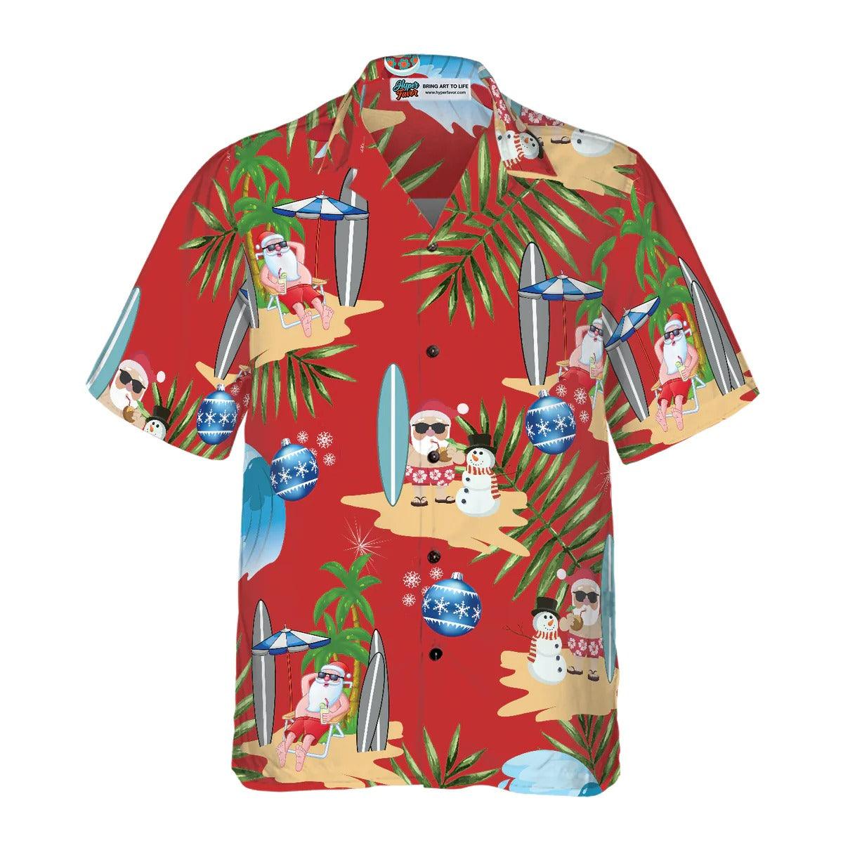 Merry Christmas Hawaiian Shirt, Santa Claus Surfing And Snowman Hawaiian Shirt - Perfect Gift For Lover, Friend, Family - Image 4