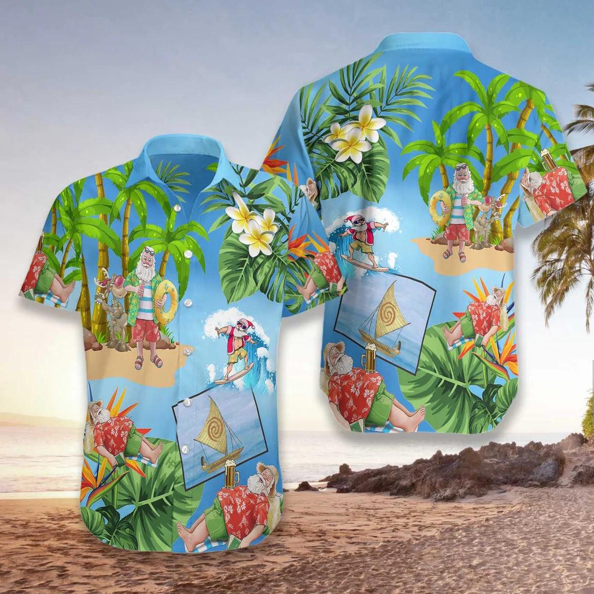 Merry Christmas Hawaiian Shirt, Santa Claus Swimming In The Sea Hawaiian Shirt - Perfect Gift For Lover, Friend, Family
