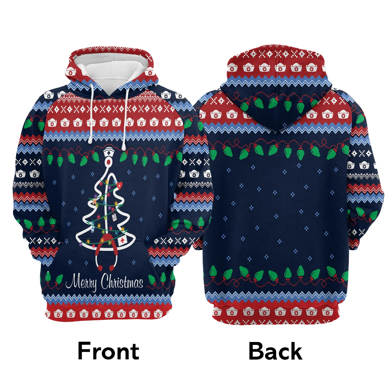 Merry Christmas Nurse Pullover Premium Hoodie, Perfect Outfit For Men And Women On Christmas New Year Autumn Winter - Image 2