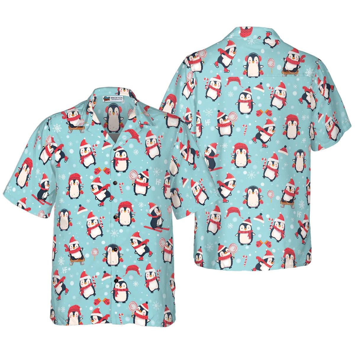 Merry Christmas Pattern Hawaiian Shirt, Penguin Hawaiian Shirt For Men - Perfect Gift For Lover, Friend, Family - Image 5