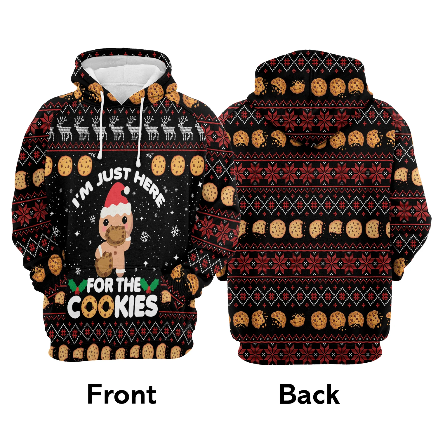 Merry Christmas Premium Christmas Hoodie, Just Here For The Cookies Unisex Hoodie For Men & Women - Perfect Gift For Christmas, Friends, Family - Image 3
