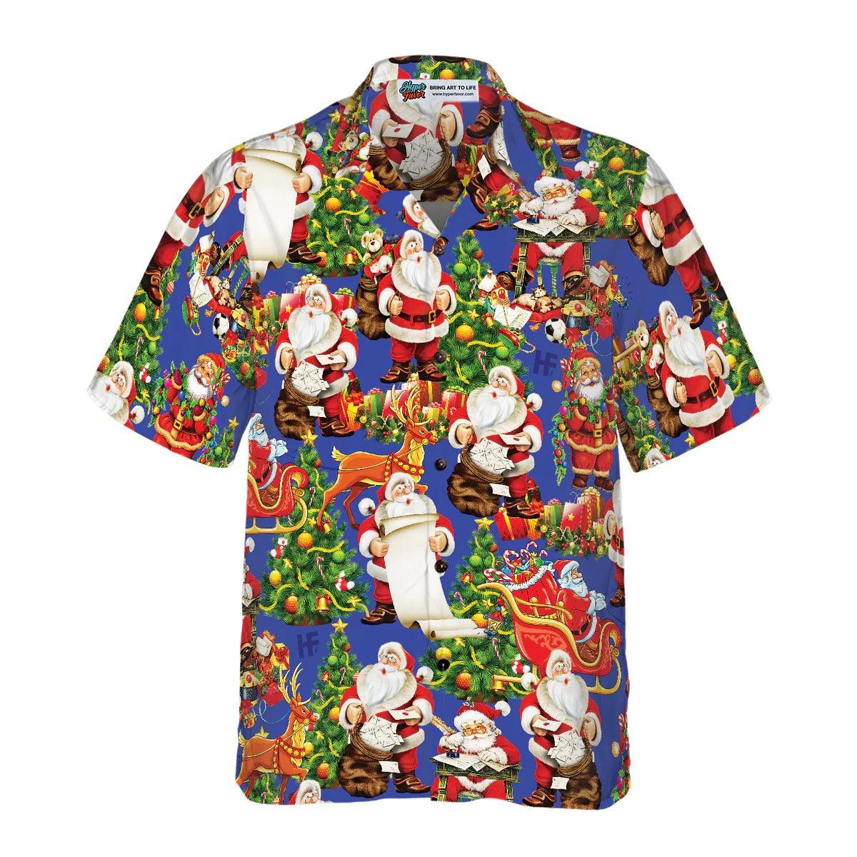 Merry Christmas Santa Claus And Sleigh Hawaiian Shirt - Perfect Gift For Christmas, Lover, Friend, Family - Image 2
