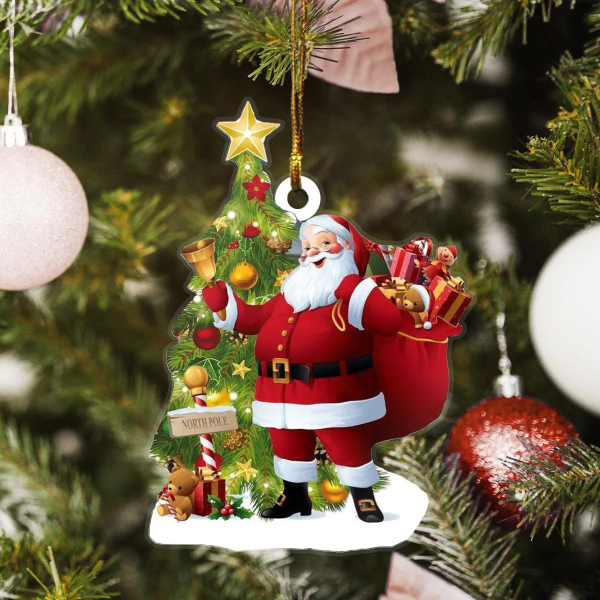 Merry christmas santa mica ornament - Image 2
