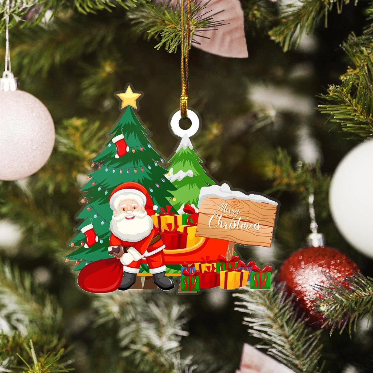 Merry christmas santa mica ornament - Image 2