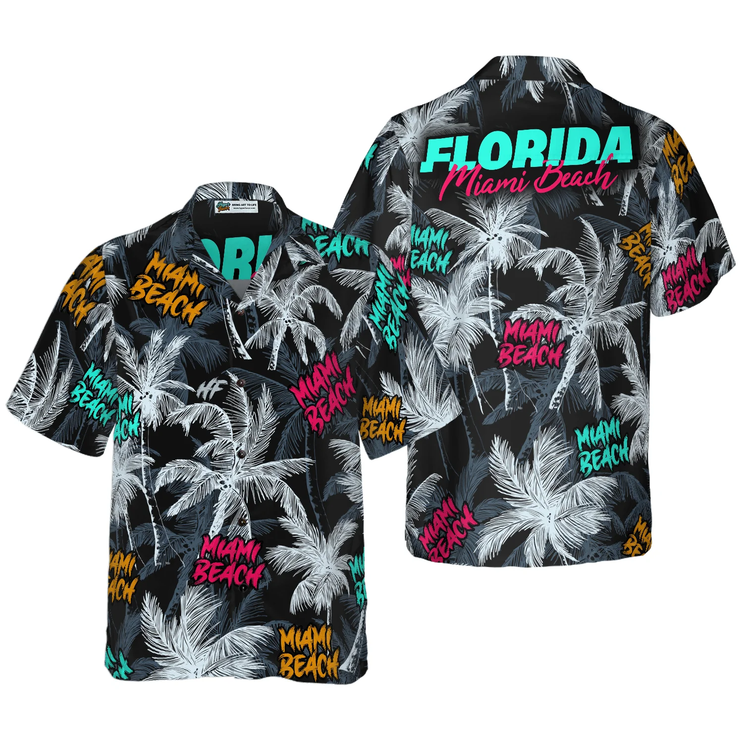 Miami Beach Coconut Tree Seamless Hawaiian Shirt, Florida Miami Beach, Colorful Summer Aloha Shirt For Men Women, Perfect Gift For Friend, Family