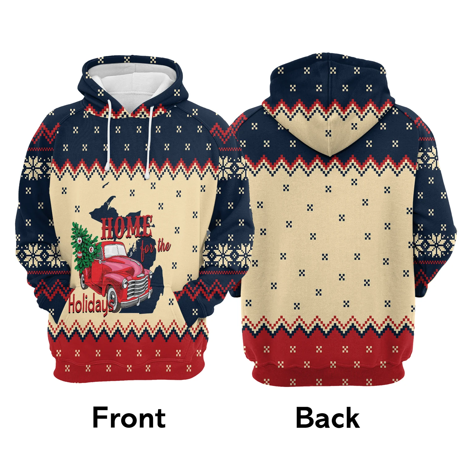 Michigan Home For The Holidays Pullover Premium Hoodie, Perfect Outfit For Men And Women On Christmas New Year Autumn Winter - Image 2