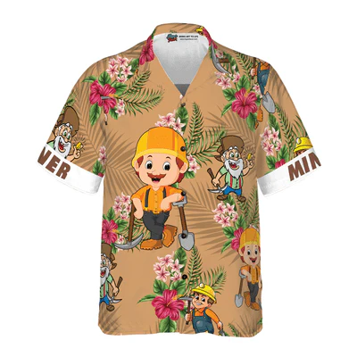 Miner Hawaiian Shirt, Miner Tropical Floral Aloha Shirt For Men - Gift For Miner, Husband, Boyfriend, Family, Friends - Image 2